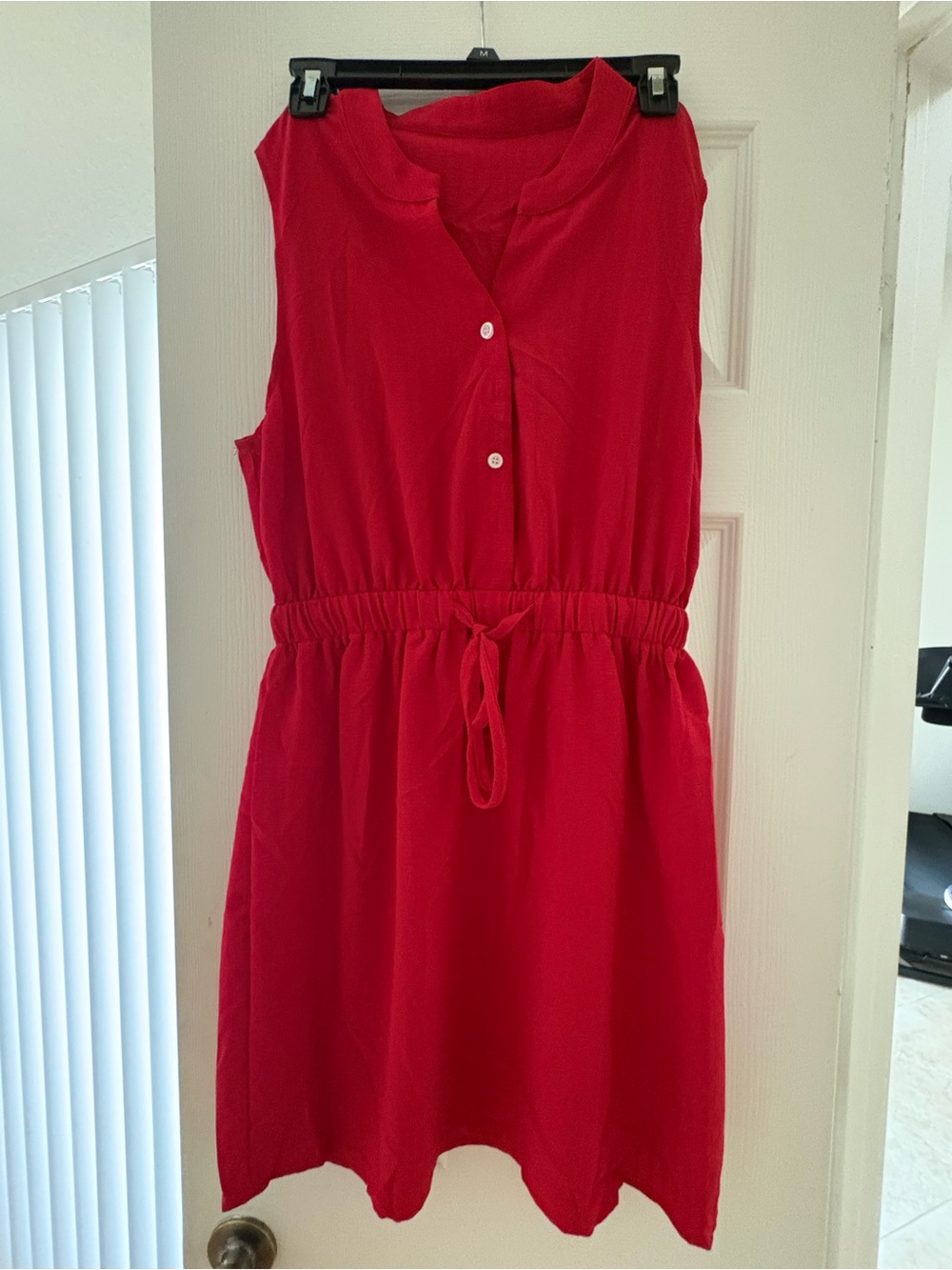 SHEIN Red Sleeveless Drawstring Waist Mini Dress